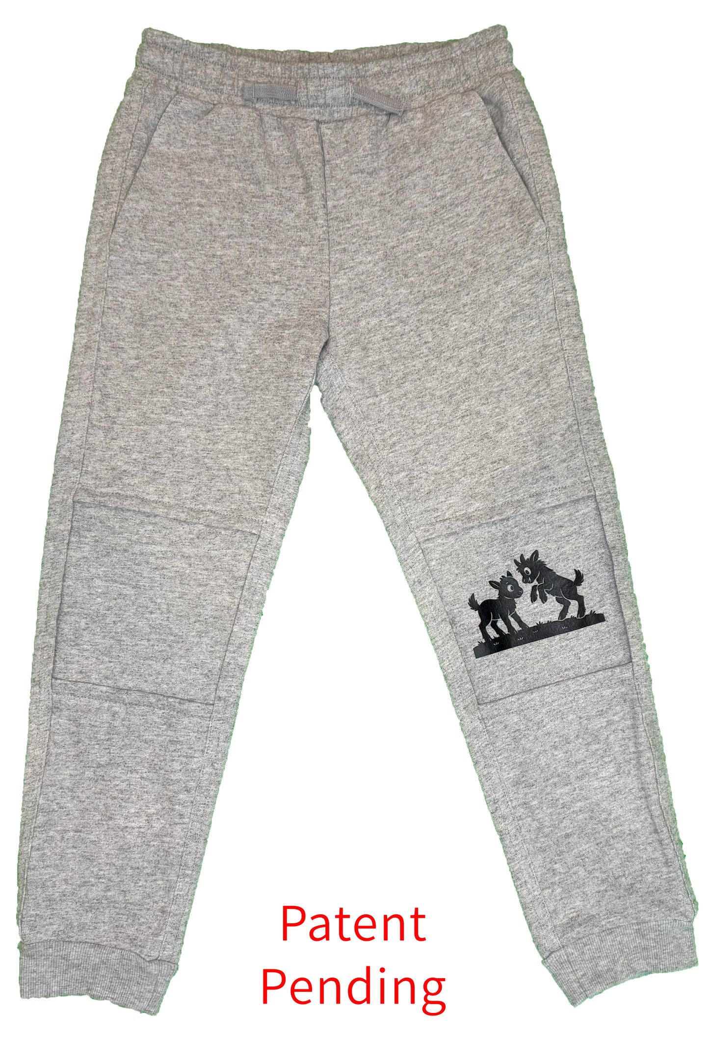 Double-Layer Sweatpants--DisCover-Knee™ Snip-a-Stitch™ to Reveal Playful Goat Kids